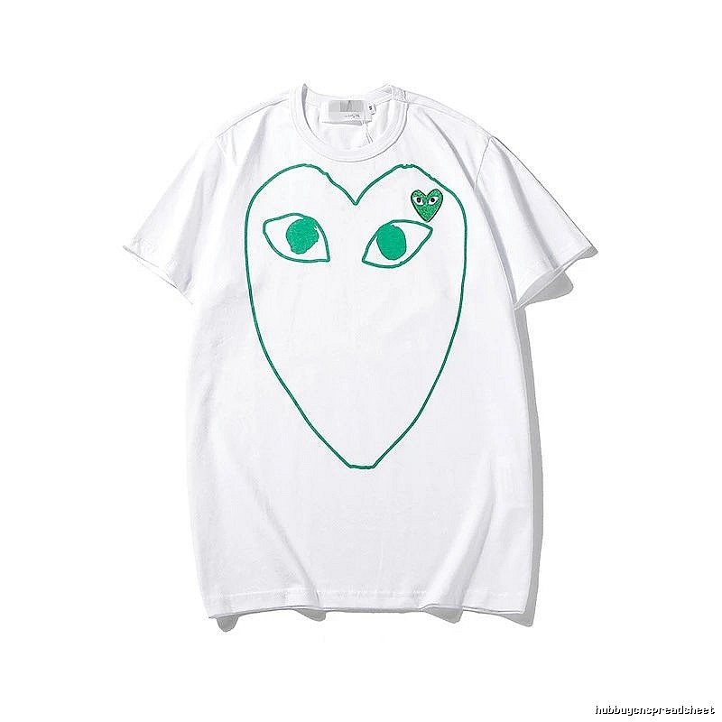 Comme des Garcons PLAY 2023-13 Green Style 2313 Heart Logo T-Shirt Soft Neutral