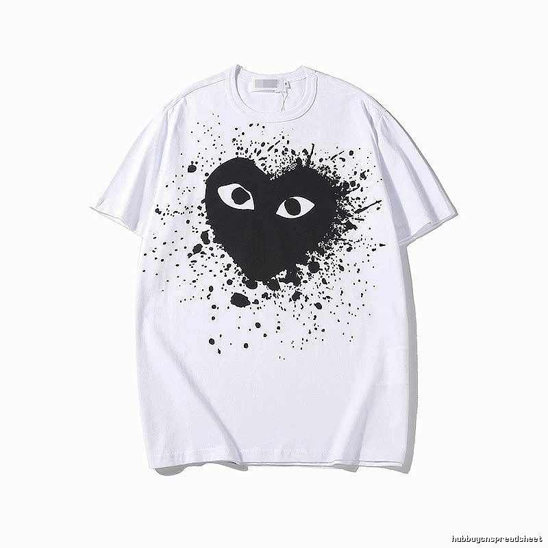 Comme des Garcons PLAY 2023-15 White Black Style 2315 Heart Logo T-Shirt Visual Accent