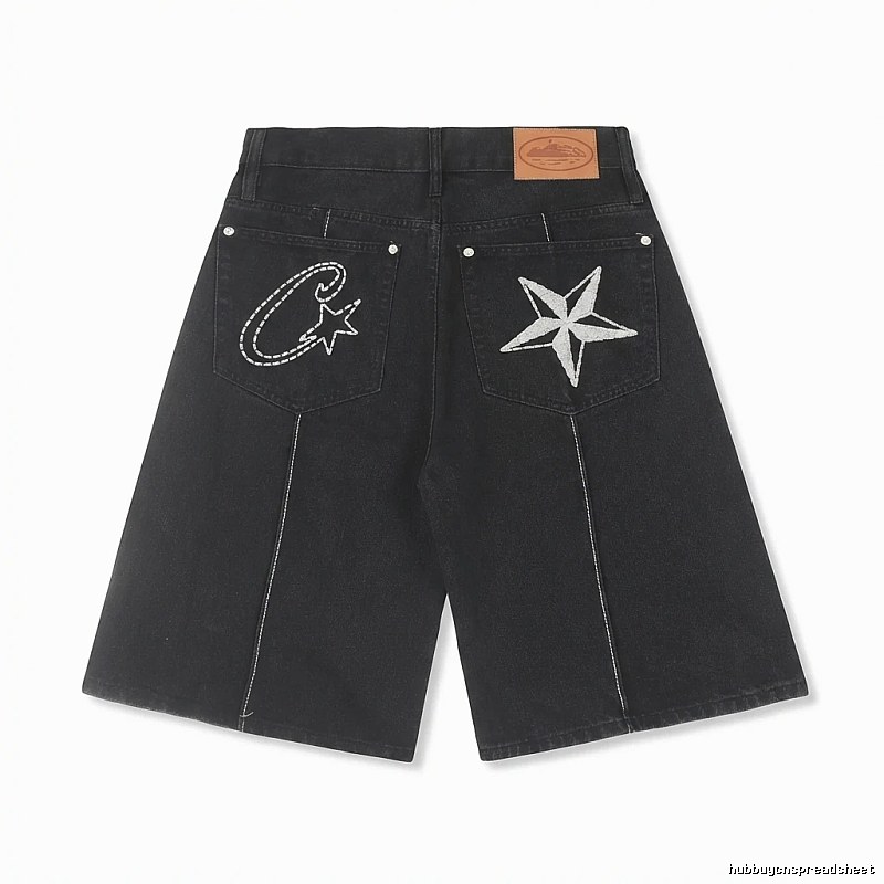 Corteiz Embroidered Trendy Black Shorts