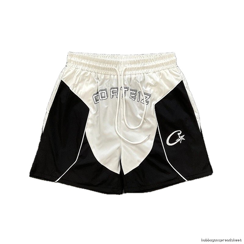 Corteiz Letter Print Street Style Black and White Sports Shorts
