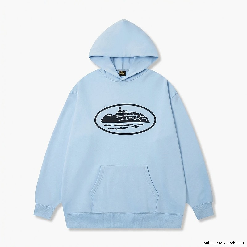 Corteiz Print Minimalist Light Blue Hoodie