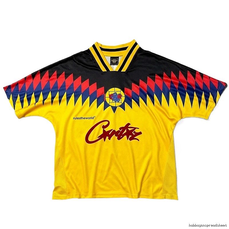 Corteiz sporty yellow and black short-sleeved shirt