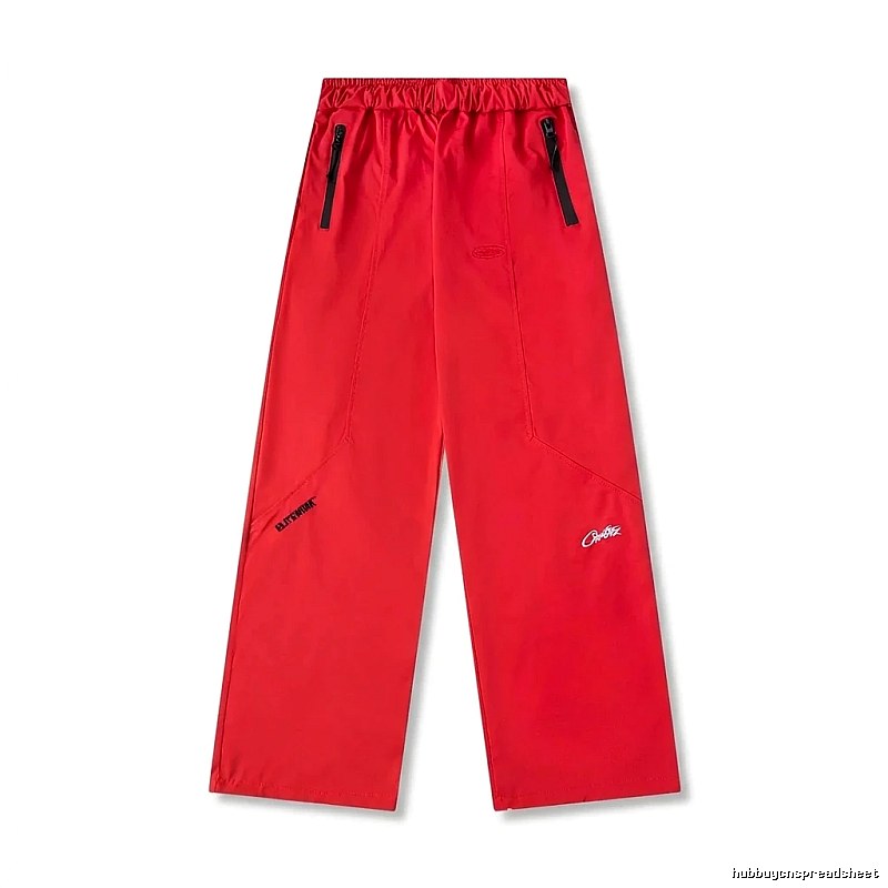 Corteiz workwear-style red long trousers
