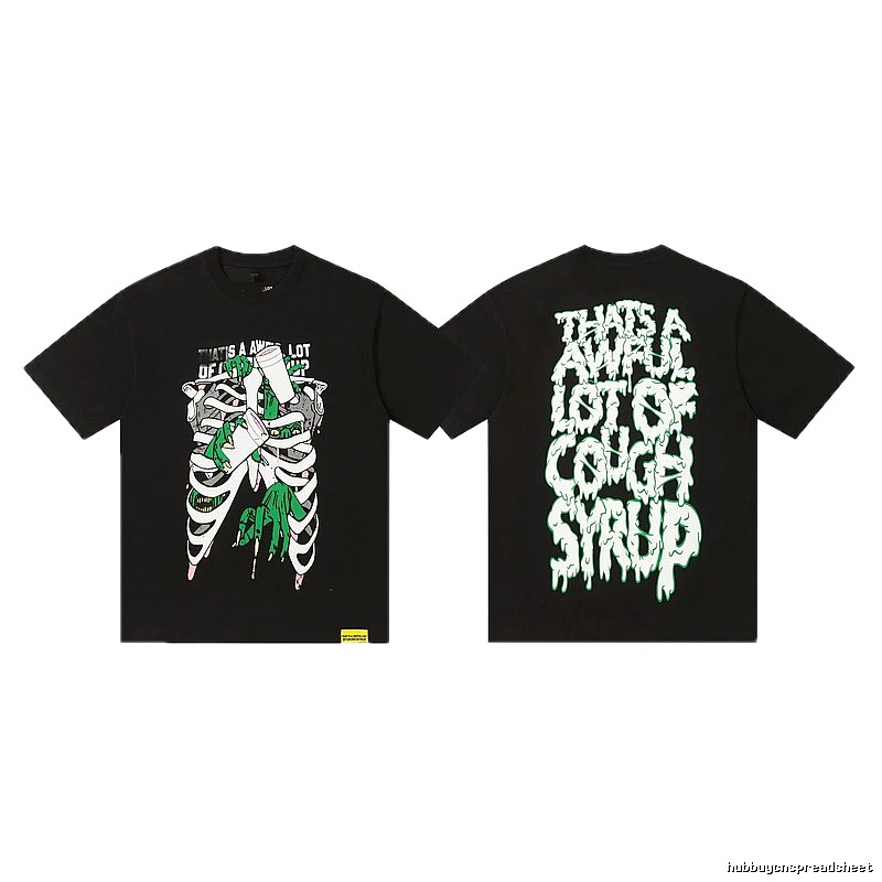 COUGH SYRUP Skull Print Dark Style Black T-shirt