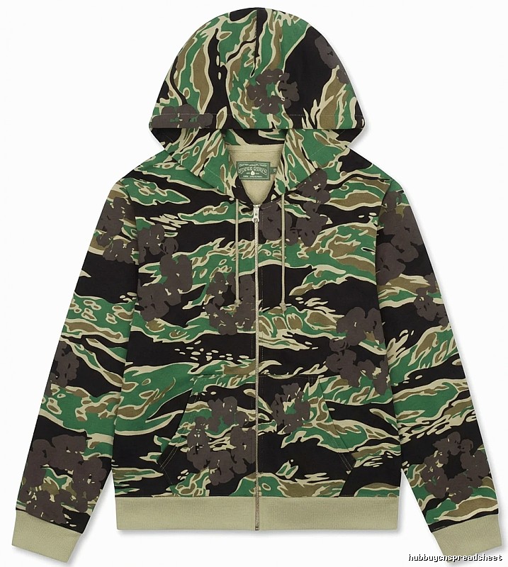 DENIM TEARS camouflage-style green and black hoodie