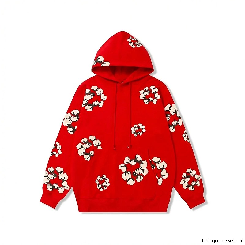 DENIM TEARS Floral Style Red Hoodie