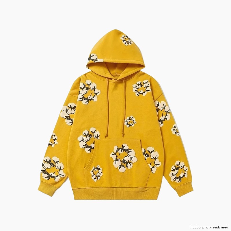 DENIM TEARS Floral Style Yellow Hoodie