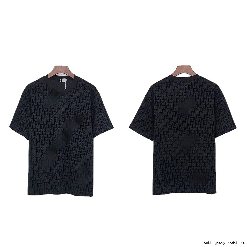 Dior All-over Monogram Print Light Luxury Style Black T-Shirt