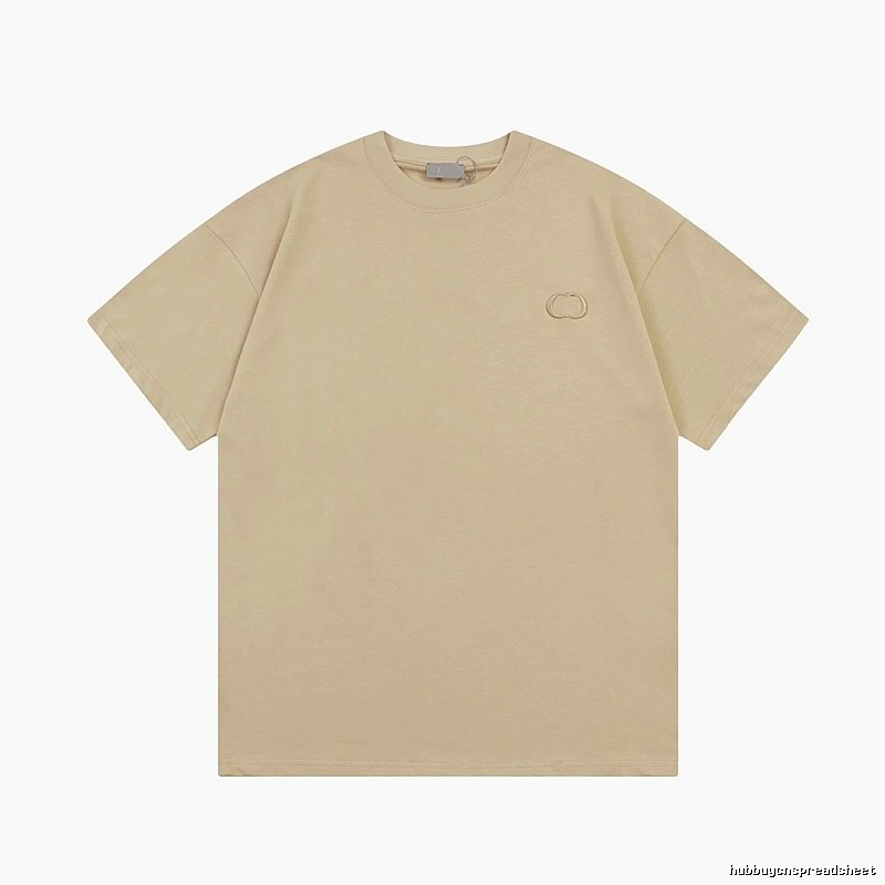 Dior Embroidered Minimalist Style Khaki Short-sleeve T-shirt