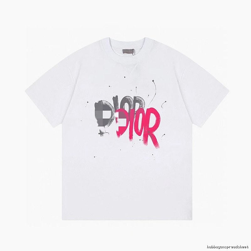 Dior Graffiti Street Style White Short-Sleeve T-Shirt