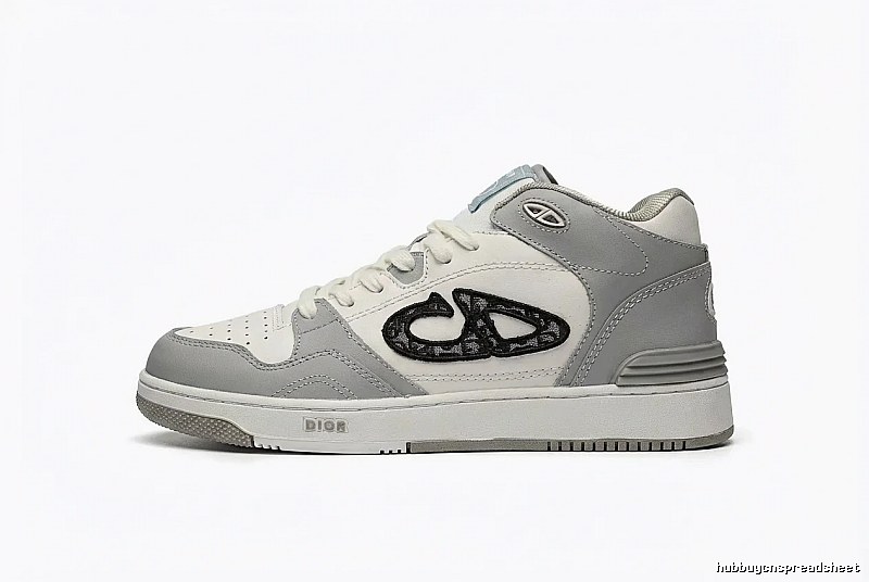 Dior high-top fashionable gray and white sports shoes