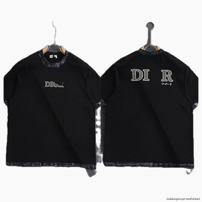 Dior Letter Print Light Luxury Style Black T-Shirt