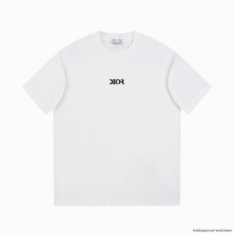 Dior Minimalist Style Embroidered Logo White Short-sleeved T-shirt