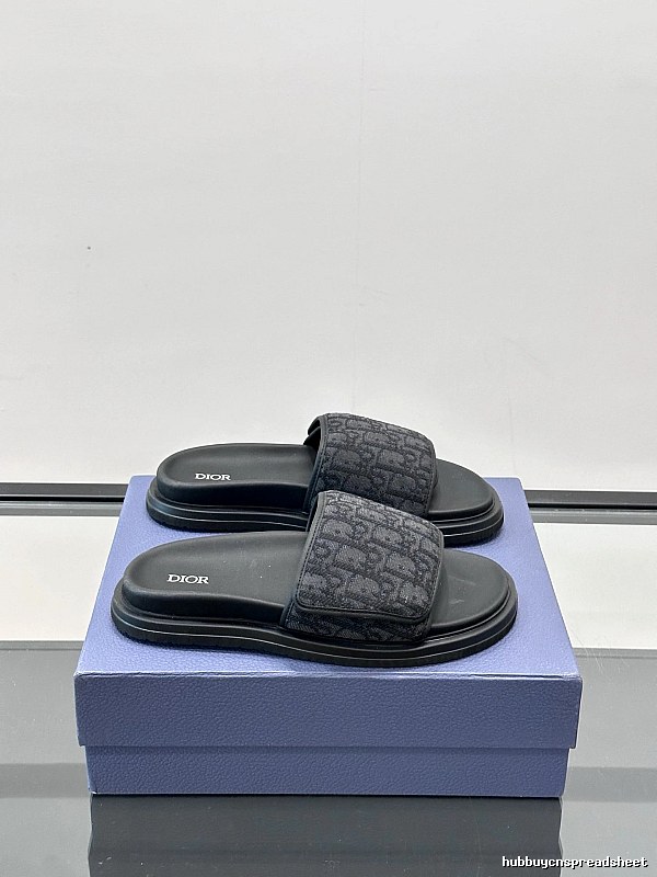Dior Monogram Light Luxury Style Black Slide Sandals