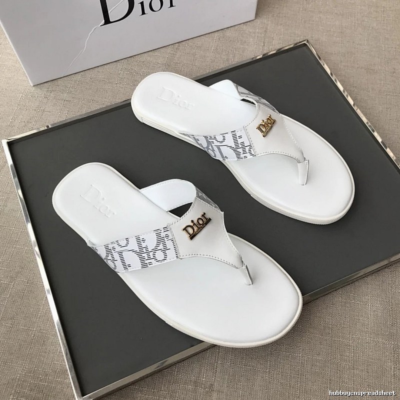 Dior Monogram Light Luxury Style White Flip-Flops