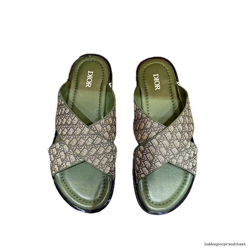 Dior Monogram Retro-style Army Green Slides