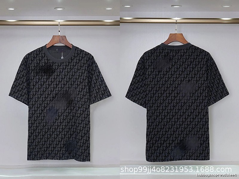 Dior Oblique Streetwear Collection Dark Grey Short-sleeve T-Shirt