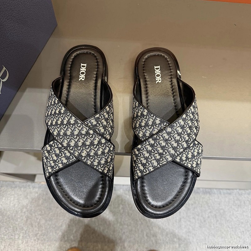 Dior Retro-style Monogram Black and Grey Slides