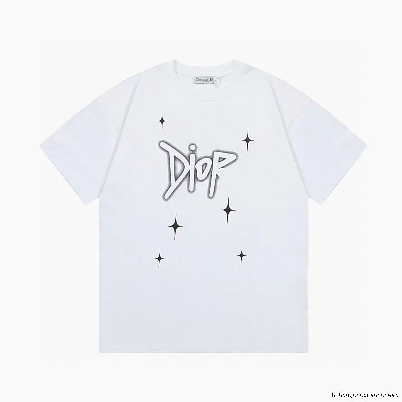 Dior Starburst Graffiti Street Style White Short-sleeve T-shirt