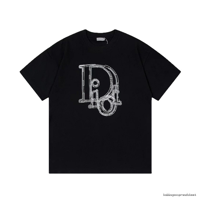 Dior Trendy Cool Line Print Black Short Sleeve T-Shirt