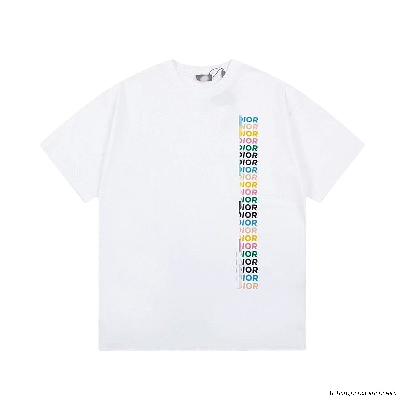 Dior Trendy Style Side-row Colored Print White T-Shirt