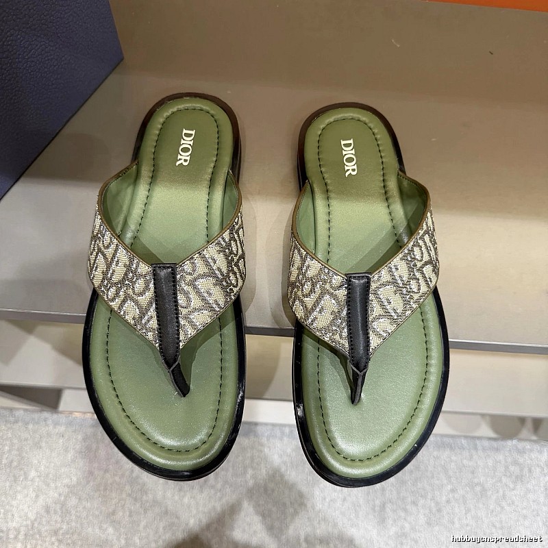 Dior Vintage Monogram Green Flip-Flops