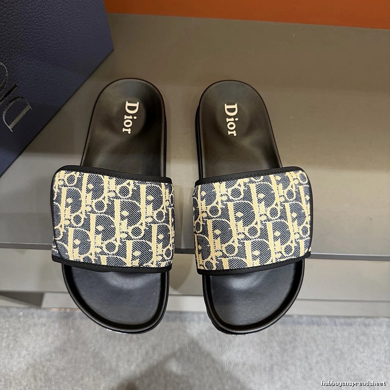 Dior Vintage-style Monogram Colorblock Slide Sandals