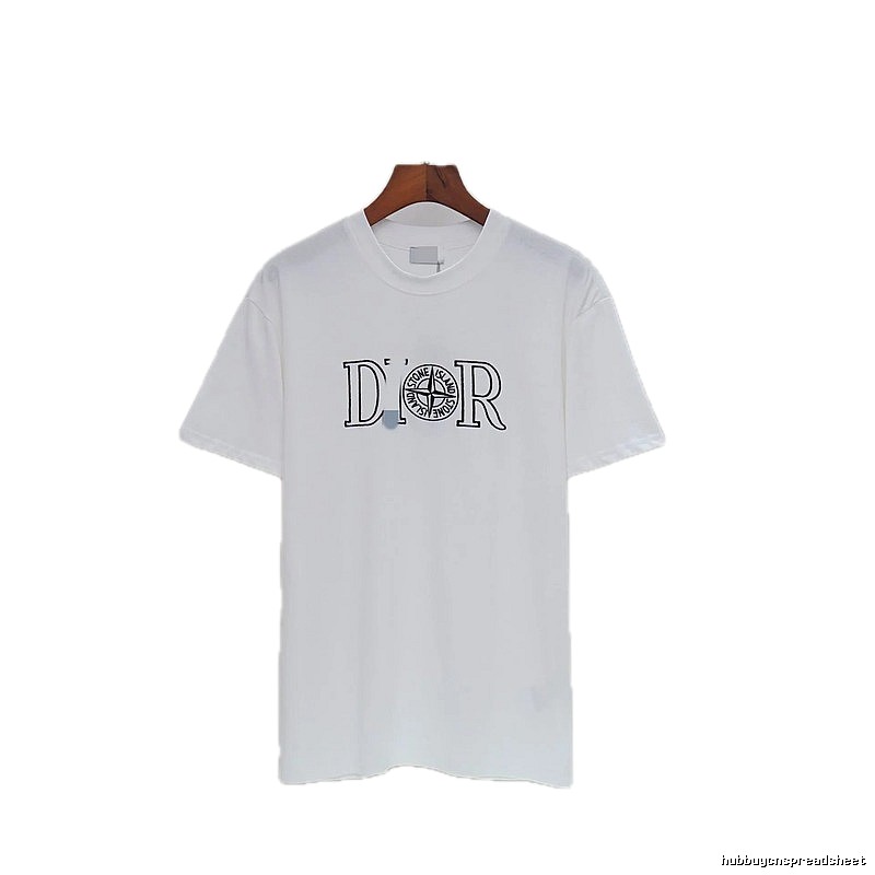 Dior x Stone Island Co-branded Casual Style White T-Shirt