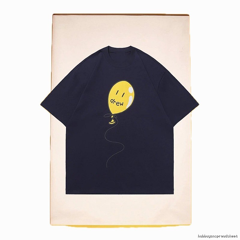 DREW Balloon Smiley Street Style Navy Blue Short Sleeve T-Shirt