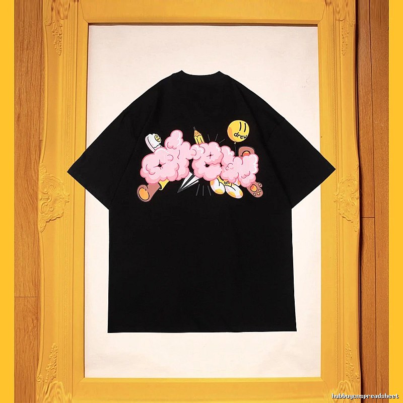 DREW Cloud Print Street Style Black Short Sleeve T-Shirt