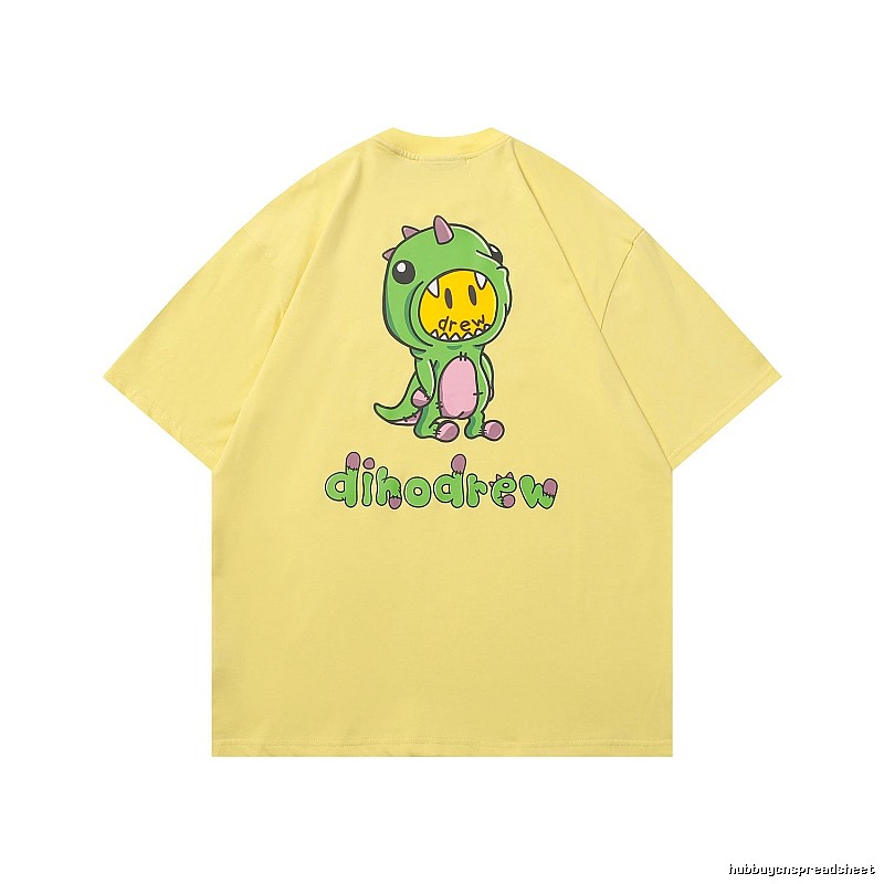 DREW Dinosaur Print Street Style Yellow Short-sleeve T-shirt