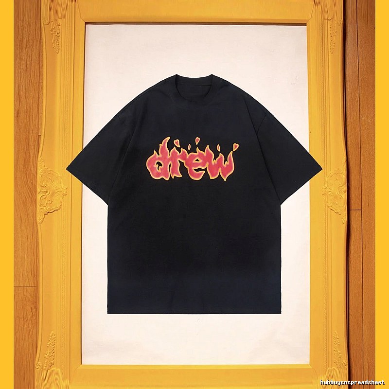 DREW Flame Heart Street Style Black T-shirt