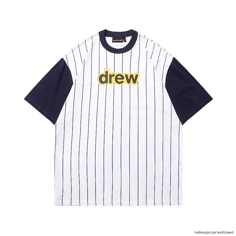 DREW Letter Baseball Style Navy and White Colorblock Short Sleeve T-shirt
