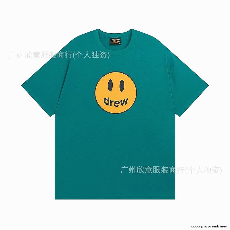 DREW Smiley Face Casual Style Lake Green Short Sleeve T-shirt