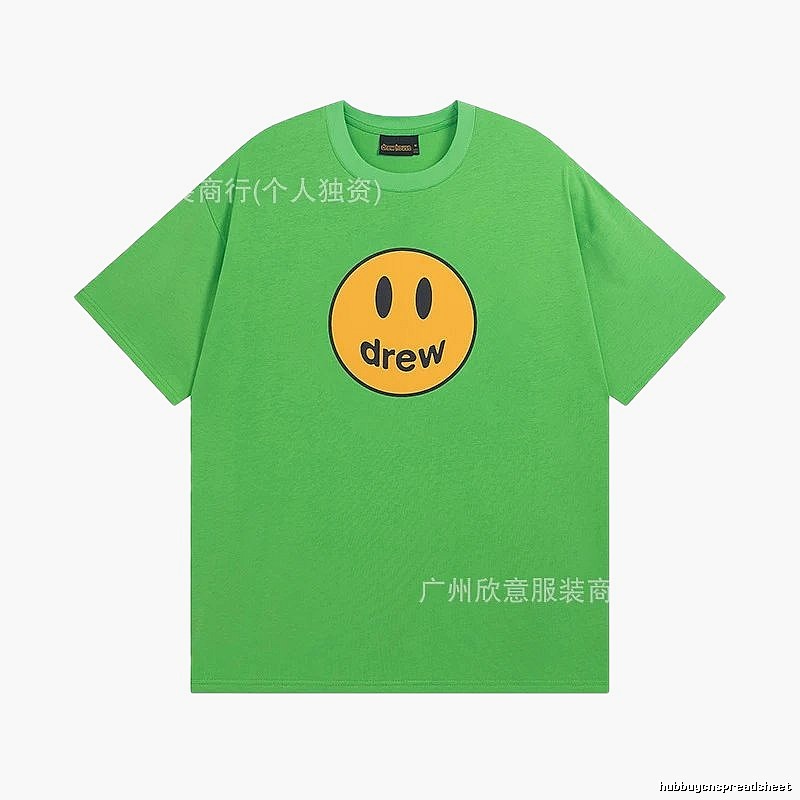 DREW Smiley Face Street Style Green Short Sleeve T-Shirt