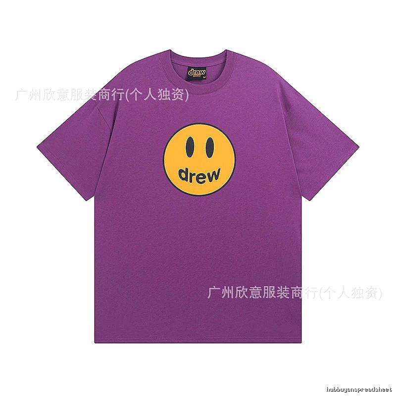 DREW Smiley Face Street Style Purple Short Sleeve T-shirt