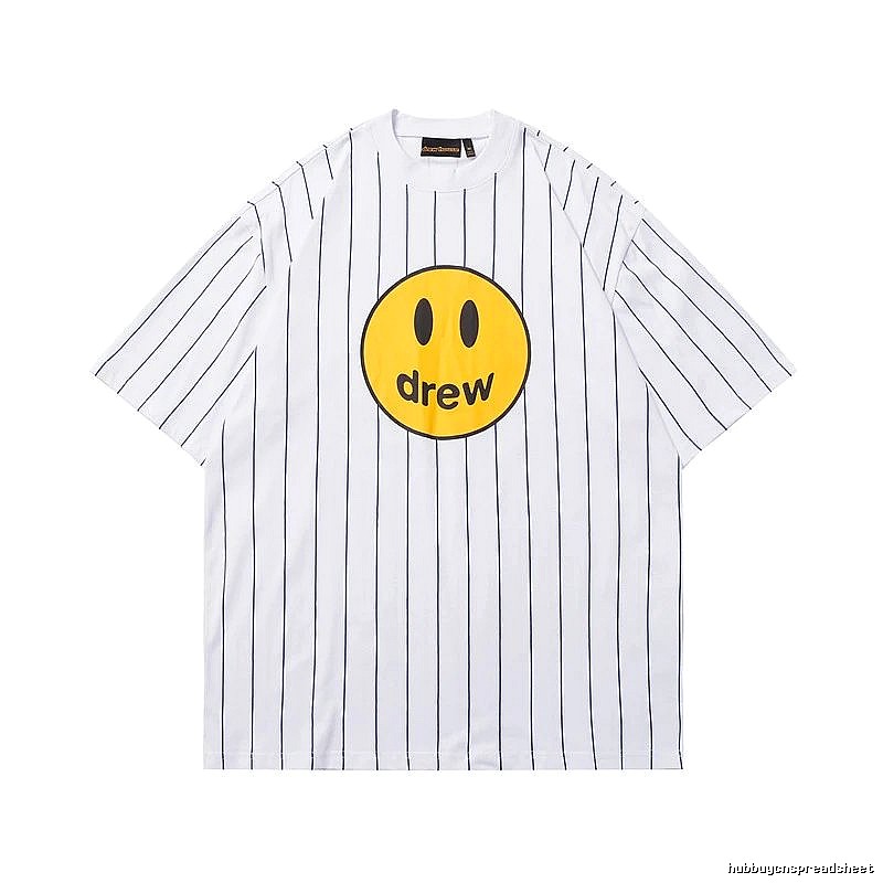 DREW Smiley Face Street Style White Striped T-shirt