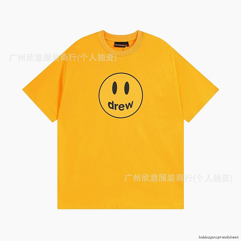 DREW Smiley Face Street Style Yellow Short Sleeve T-shirt