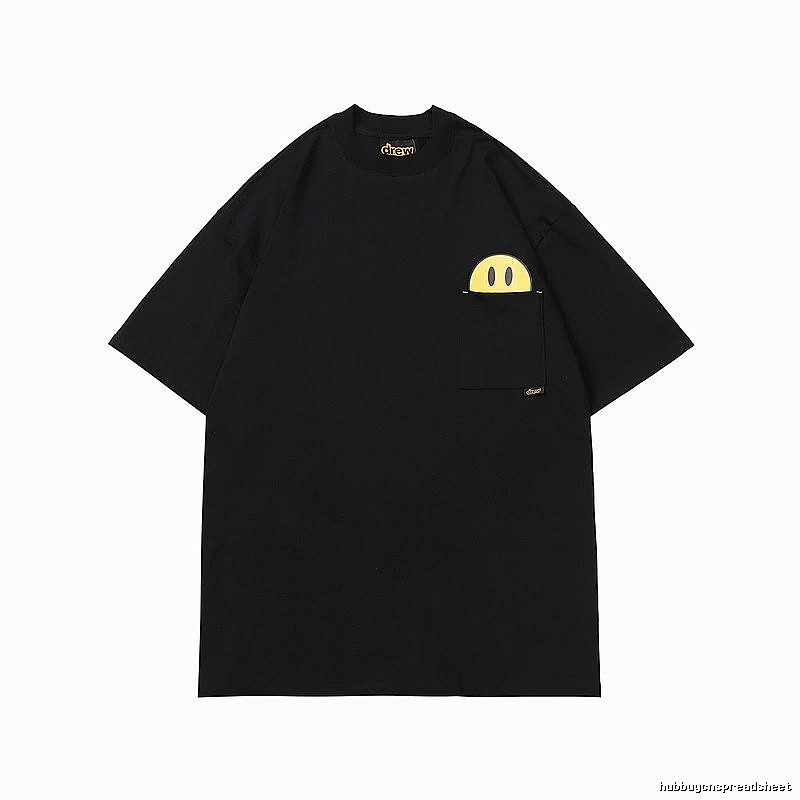 DREW Smiley Pocket Street Style Black T-Shirt