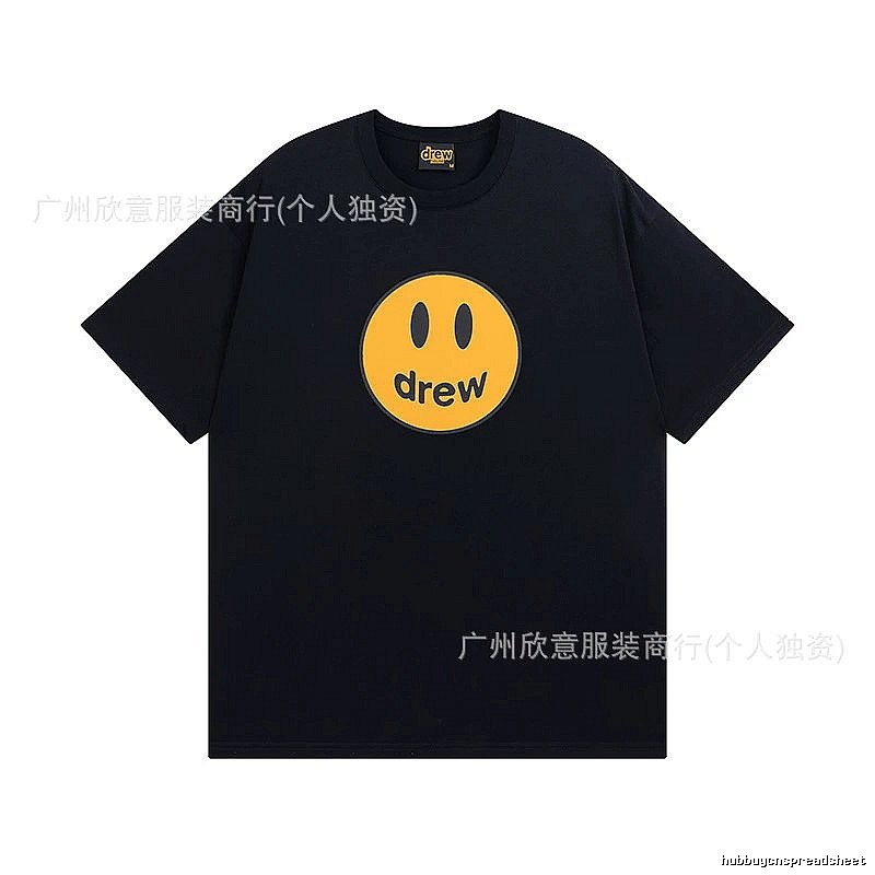 DREW Smiley Street Style Black Short-sleeve T-shirt