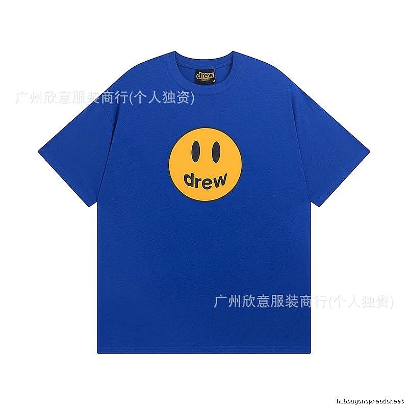 DREW Smiley Street Style Klein Blue Short Sleeve T-shirt
