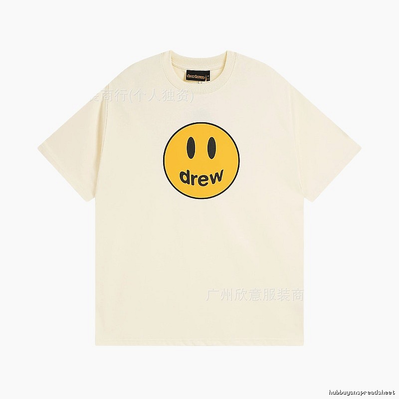DREW Smiley Street Style Off-white Short Sleeve T-Shirt