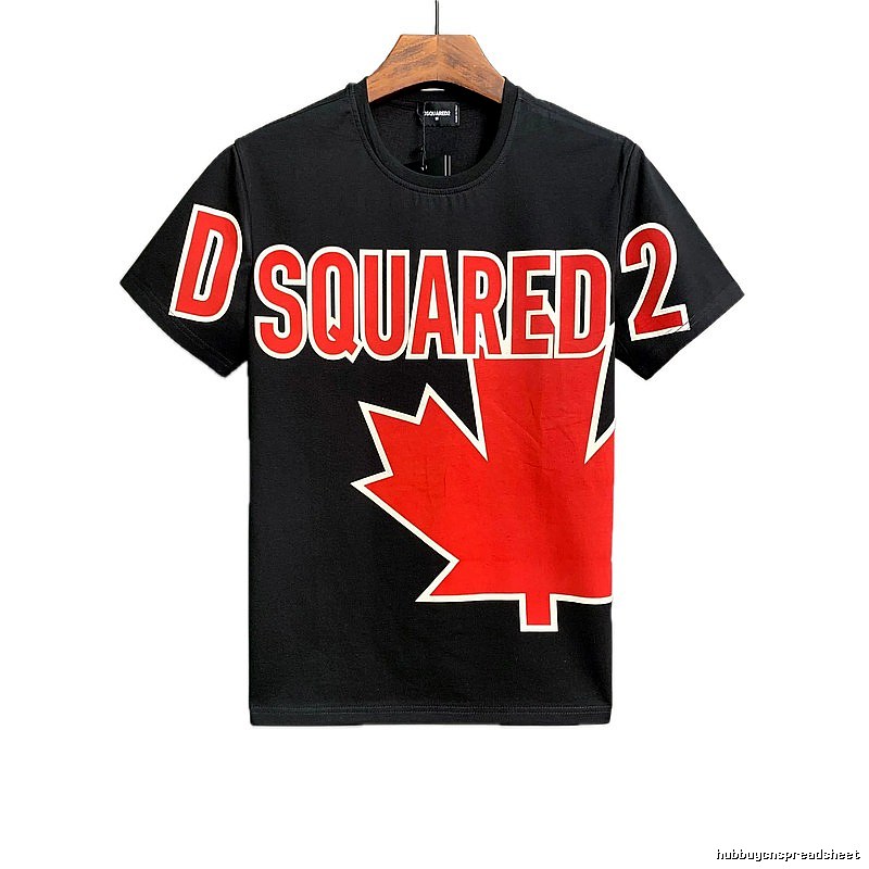 DSQ Maple Leaf Street Style Black Short-sleeve T-shirt