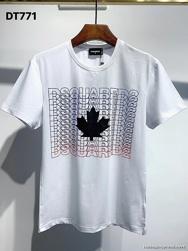 DSQUARED2 Maple Leaf Printed Streetwear White Short-sleeve T-shirt