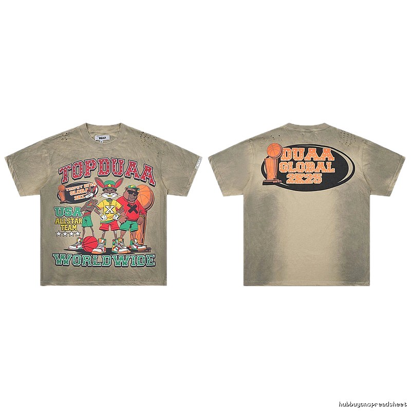 DUAA All-Star American Retro Khaki Short Sleeve T-shirt