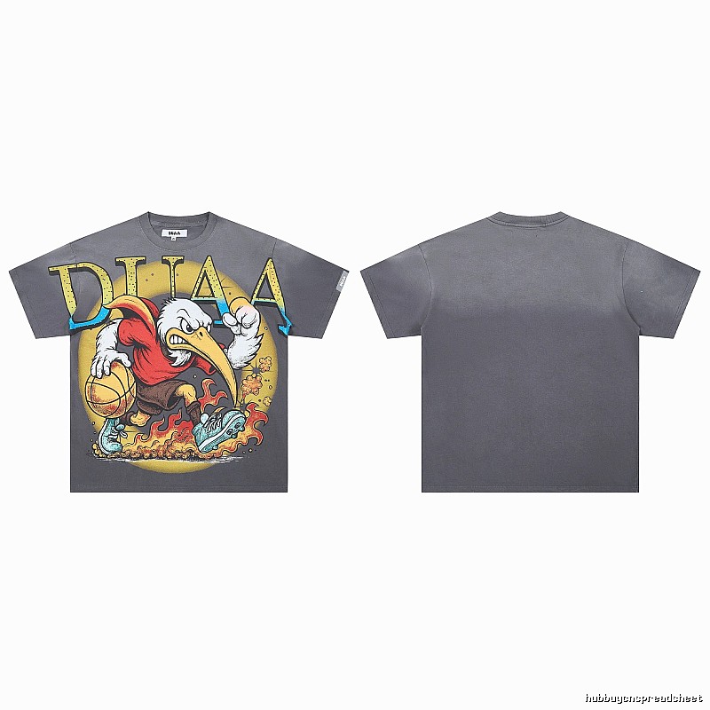 DUAA Basketball Print American Trendy Style Dark Grey T-Shirt