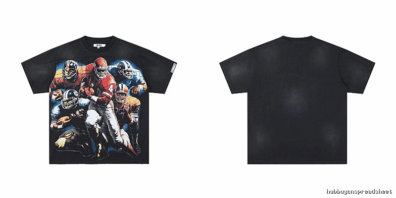 DUAA Rugby Print Retro Black T-Shirt