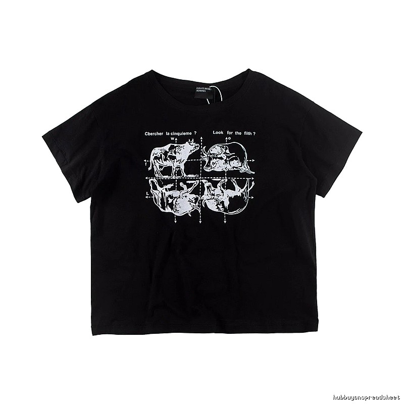 ERD Bull Print Street Style Black Short Sleeve T-shirt