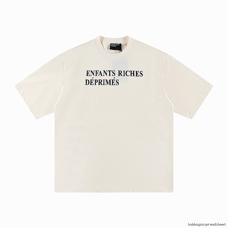 ERD Letter Print Minimalist Style Off-white Short-sleeve T-shirt