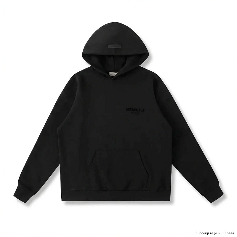ESSENTIALS minimalist style black hoodie